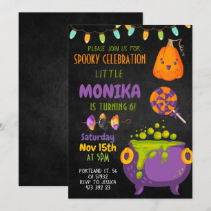 Halloween Cauldron Witch Anniversaire Invitation