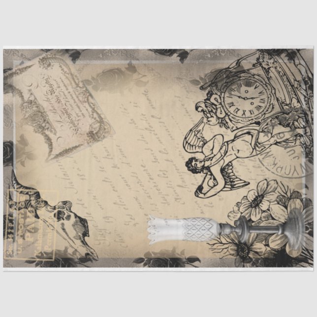 Halloween Celebration Time Vintage Ephemera  Tissue Paper (Front)