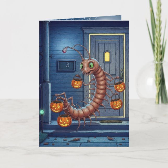 Halloween Centipede Trick or Treating Card (Front)