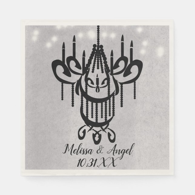 Halloween Chandelier and Lights Greystone Wedding Napkin (Front)