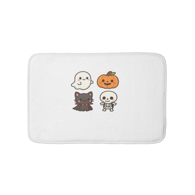 Halloween Characters – Ghost, Pumpkin, Black Cat & Bath Mat (Front)