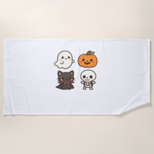 Halloween Characters – Ghost, Pumpkin, Black Cat & Beach Towel