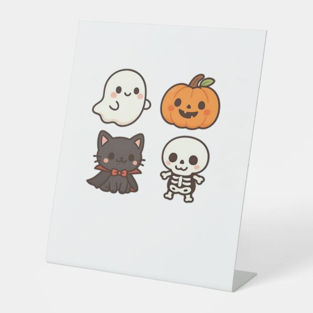 Halloween Characters � Ghost, Pumpkin, Black Cat & Pedestal Sign (Front)