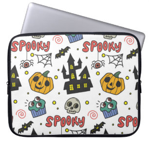Halloween Characters: Whimsical Seamless Pattern Laptop Sleeve