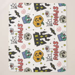 Halloween Characters: Whimsical Seamless Pattern Sherpa Blanket