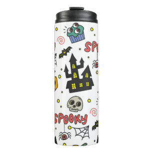 Halloween Characters: Whimsical Seamless Pattern Thermal Tumbler