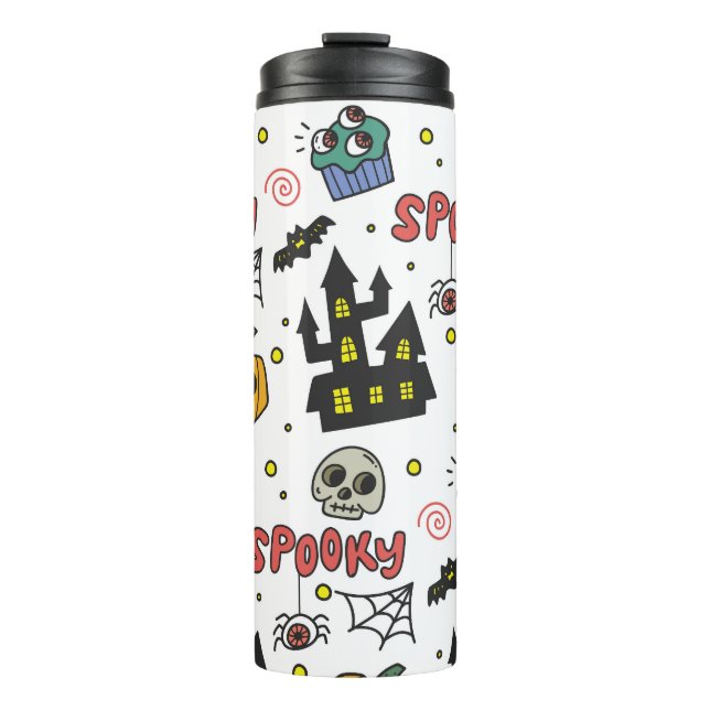Halloween Characters: Whimsical Seamless Pattern Thermal Tumbler (Front)