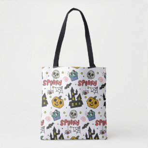 Halloween Characters: Whimsical Seamless Pattern Tote Bag