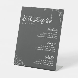 Halloween Charcoal Grey Bridal Shower Bar Pedestal Sign