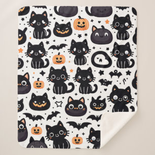 Halloween chat noir motif sherpa couverture