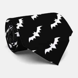 Halloween chauves-Motif noir blanc Cravate