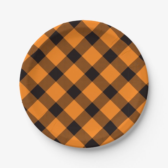Halloween Check Pattern Paper Plate (Front)