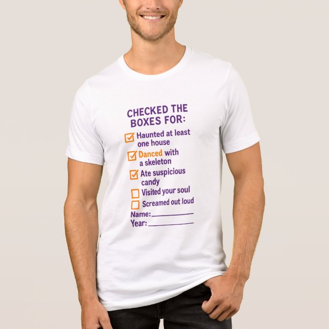 Halloween Checked The Boxes Funny Checklist Tri-Blend Shirt (Front)