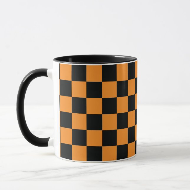 Halloween Checkers Pattern Mug (Left)