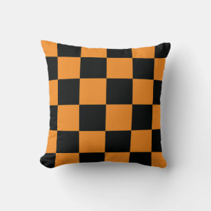 Halloween Checkers Pattern Throw Pillow