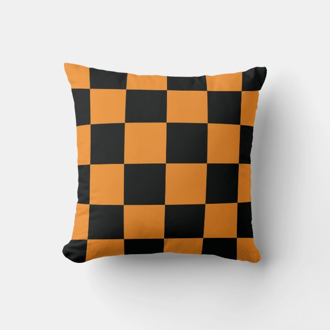Halloween Checkers Pattern Throw Pillow (Front)