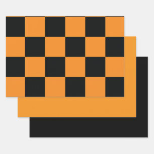 Halloween Checkers Pattern Wrapping Paper Sheet