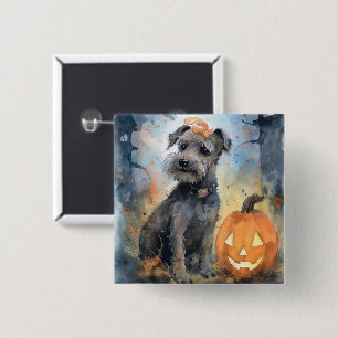 Halloween Chesapeake Bay Terrier With Pumpkins 2 Inch Square Button
