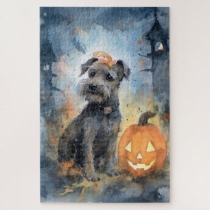 Halloween Chesapeake Bay Terrier With Pumpkins Jigsaw Puzzle