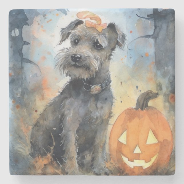 Halloween Chesapeake Bay Terrier With Pumpkins Stone Coaster (Front)