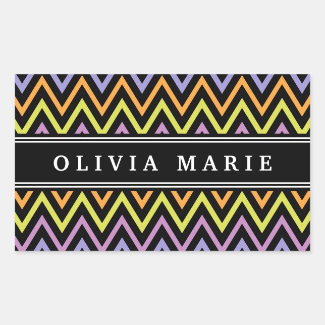 Halloween Chevron Pattern and Name Sticker (Front)
