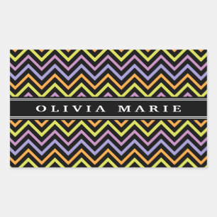 Halloween Chevron Pattern and Name Sticker