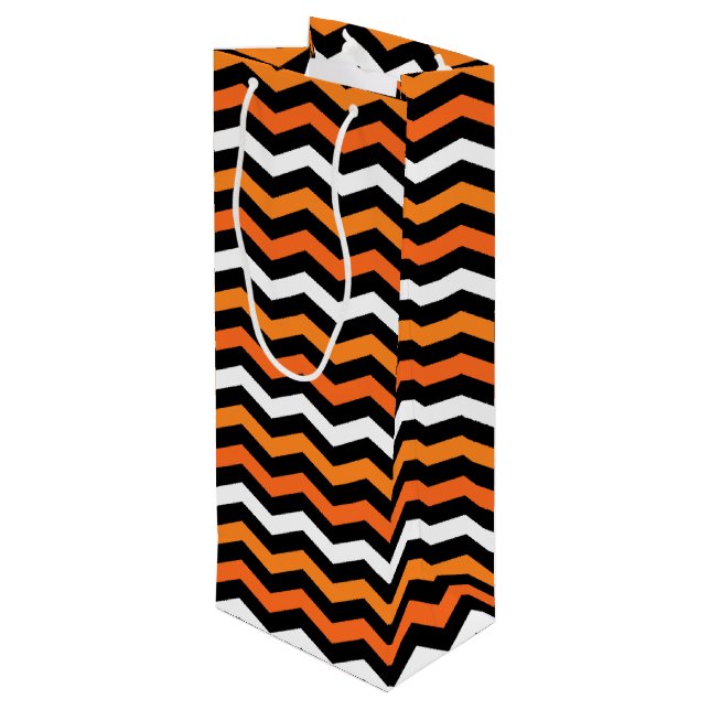 Halloween Chevron Stripe Wine Gift Bag (Back Angled)