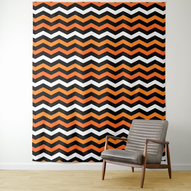 Halloween Chevron Stripes Tapestry (In Situ)