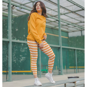 Halloween Chic Orange White Stylish Witch Costume Leggings