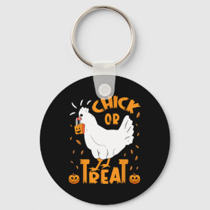 Halloween Chick Or Treat Funny Halloween Chicken C Keychain
