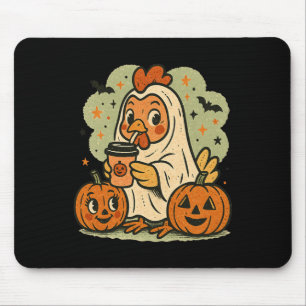 Halloween Chicken Ghost Costume Retro Tee Rooster Mouse Pad