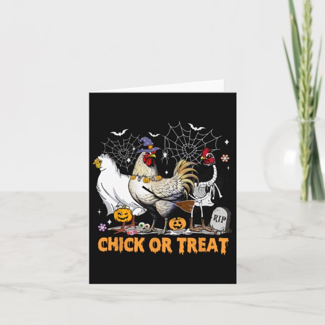 Halloween Chicken Pumpkin Chick Or Treat Spooky Se Card (Front)