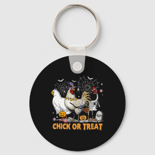 Halloween Chicken Pumpkin Chick Or Treat Spooky Se Keychain
