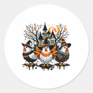 Halloween Chickens Farmer Chicken Girl Classic Round Sticker