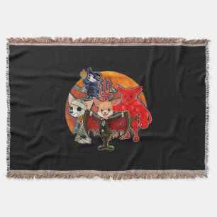 Halloween Chihuahua Costume Mummy Evil Witch Pumpk Throw Blanket