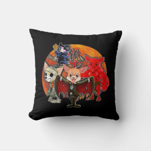 Halloween Chihuahua Costume Mummy Evil Witch Pumpk Throw Pillow