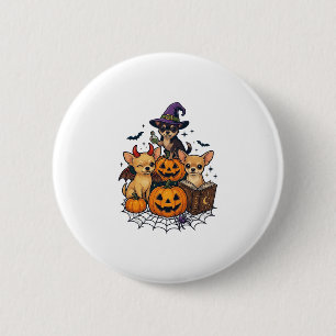 Halloween Chihuahua Dogs Pumpkins Witch Hat Spell 2 Inch Round Button