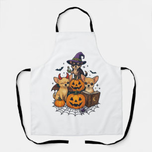 Halloween Chihuahua Dogs Pumpkins Witch Hat Spell Apron