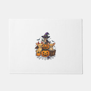 Halloween Chihuahua Dogs Pumpkins Witch Hat Spell Doormat