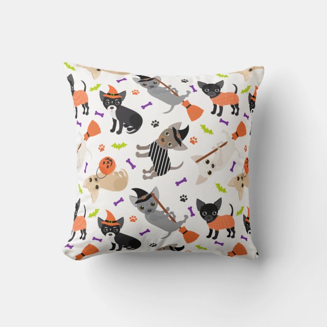 Halloween Chihuahua Throw Pillow (Front)