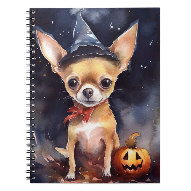 Halloween chihuahua With Pumpkins Scary Notebook (Front)