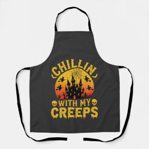 Halloween Chillin With My Creeps Haunted Castle De Apron