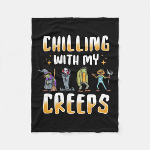 Halloween Chilling With Creeps Fleece Blanket