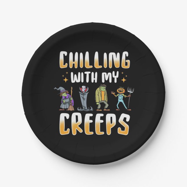 Halloween Chilling With Creeps Paper Plate (Front)
