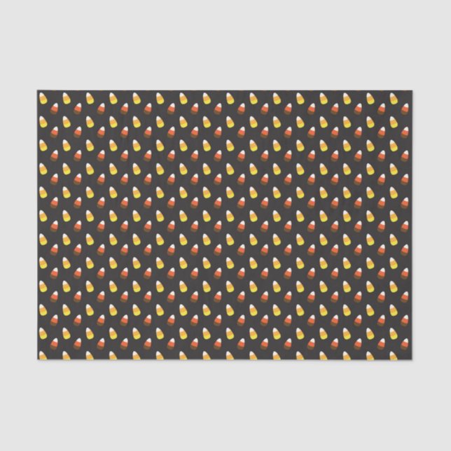 Halloween Chocolate Candy Corn on Black Tissue Paper (Front)