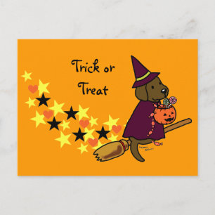 Halloween Chocolate Labrador Cartoon 1 Postcard