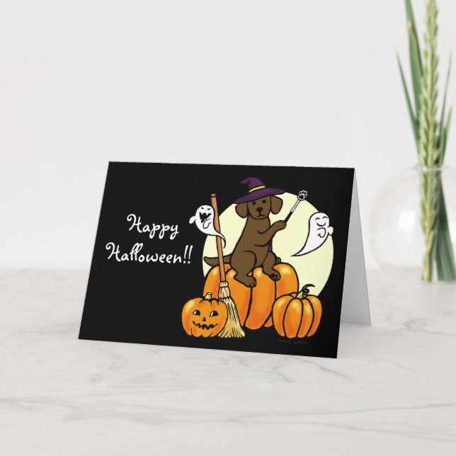 Halloween Chocolate Labrador Cartoon 2 Card (Front)