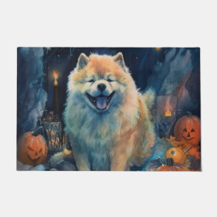 Halloween Chow Chow With Pumpkins Scary  Doormat