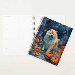 Halloween Chow Chow With Pumpkins Scary  Planner