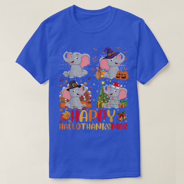 Halloween Christmas Funny Indian Elephant Hallotha T-Shirt (Design Front)